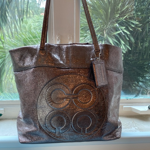 Coach Leather Metallic Tote - Picture 1 of 17